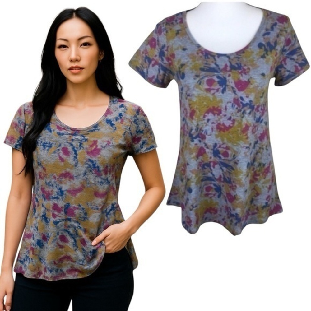 LuLaRoe Classic Tee Shirt Top Multi Color Flowy Size XS Oversized
